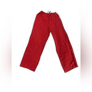 Vintage Victoria's Secret 100% Silk Red Long Pajama Pants Y2K Lingerie M